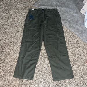 GAP Women’s Dark Olive Green Straight-Leg East Twill Pants